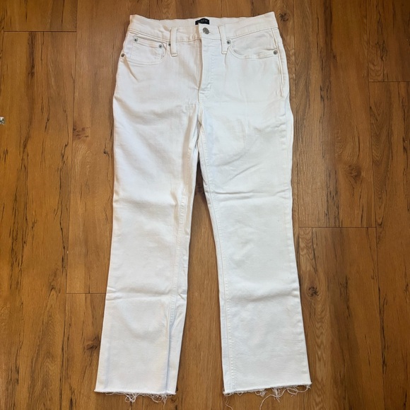 J. Crew Mid Rise Kick Flare Denim White Jeans - Picture 3 of 5